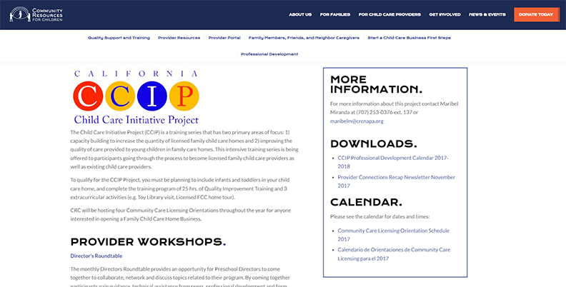 California Child Care Initiative Project (CCIP) Project