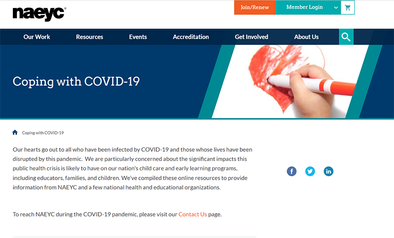 Coping with COVID-19, NAEYC