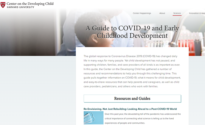 A Guide to COVID-19 and Early Childhood Development
