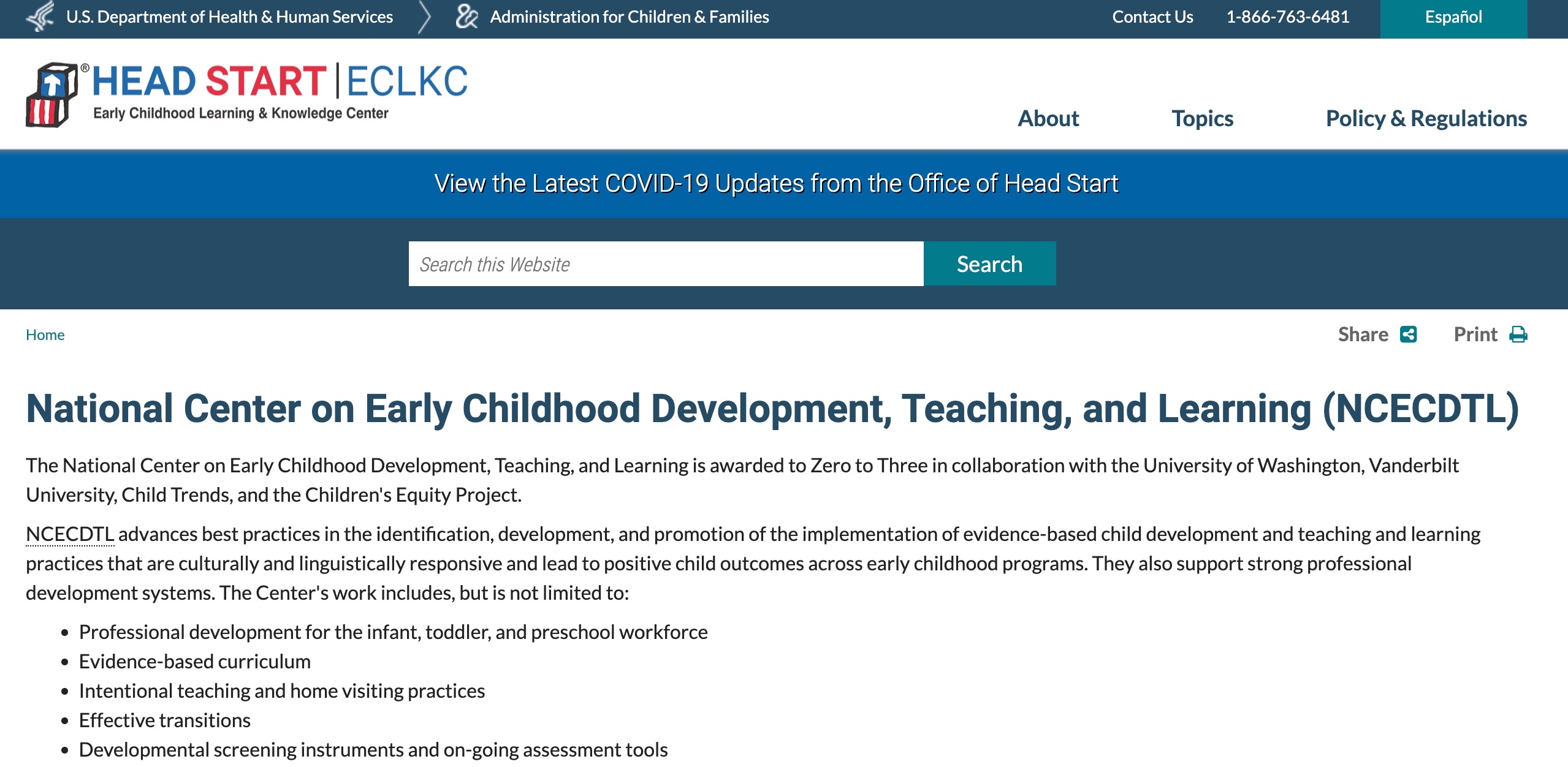 National Center on Early Childhood Development, Teaching, and Learning (NCECDTL)