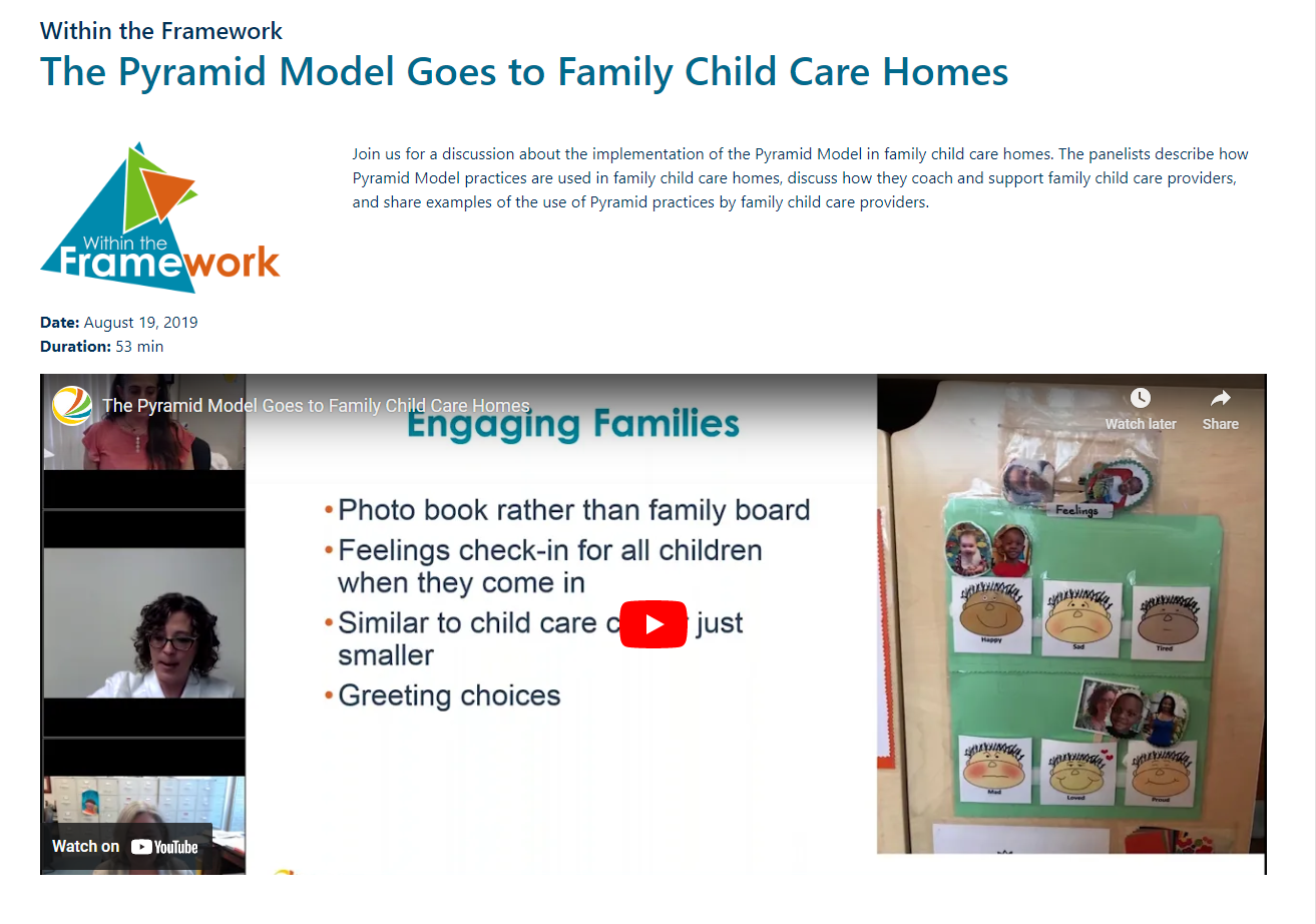 Within the Framework: The Pyramid Model Goes to Family Child Care Homes