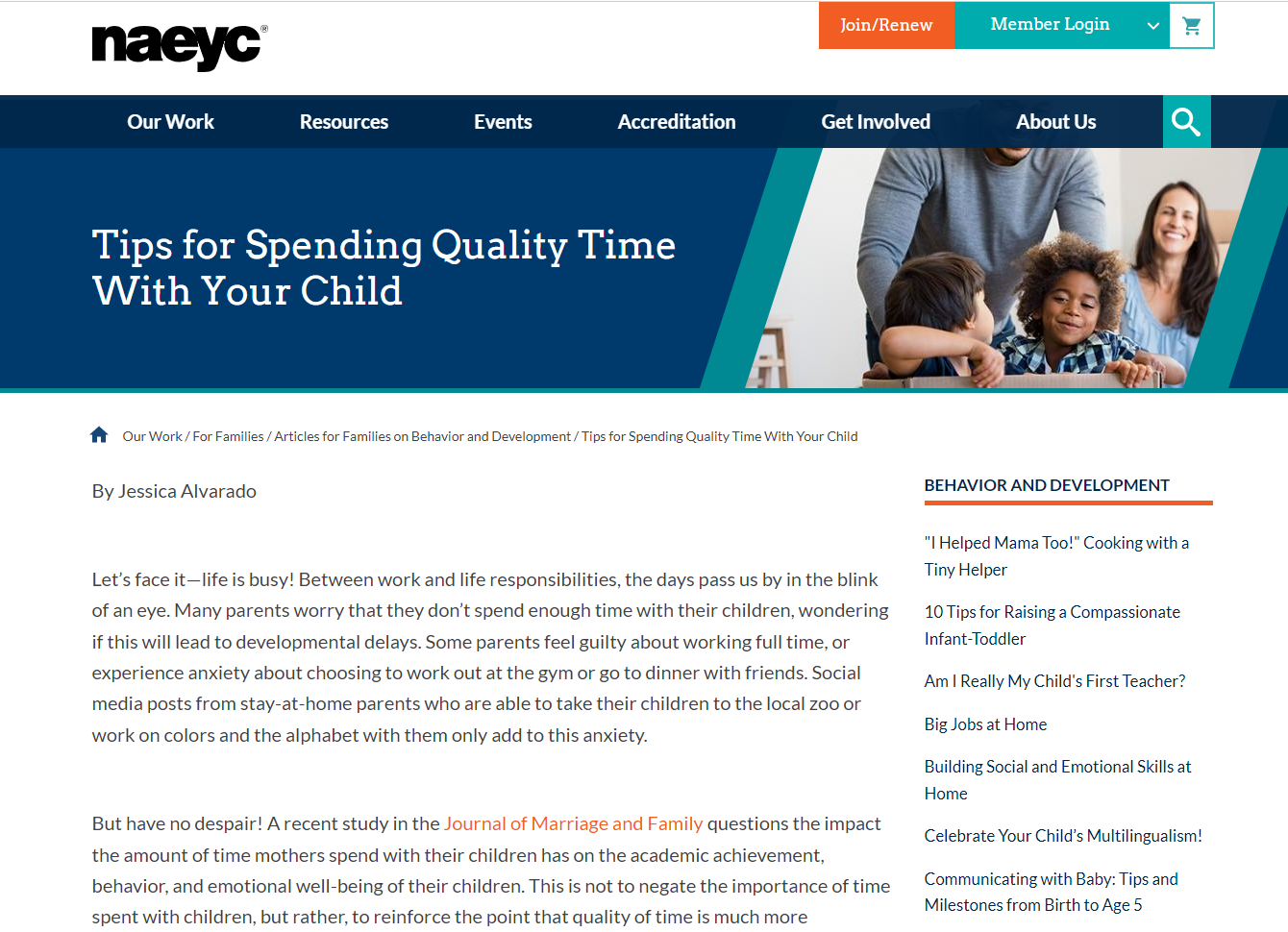 Tips for Spending Quality Time with Your Child, NAEYC